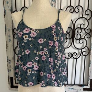American Eagle Floral Spaghetti Strap Top - Blue and Pink